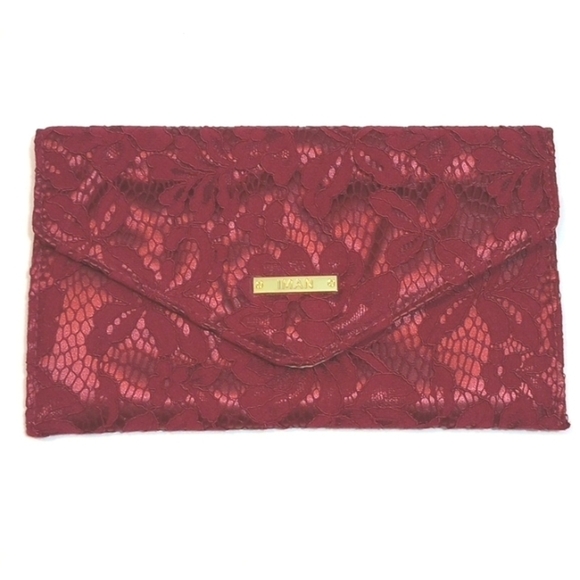 Iman Clutch Handbag Red Lace Gold Black Tie Wedding Prom Cocktail Dress Classic - Picture 1 of 7